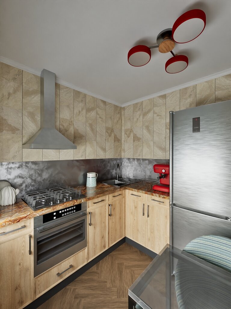 2014. Sterlitamak. Three-room apartment for a young family. Design of a three-room apartment in a Khrushchev Eve Romanoff