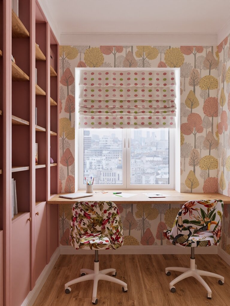 2015. Moscow. Redevelopment in a three-room Khrushev house for a family with two teenage daughters. Eve Romanoff