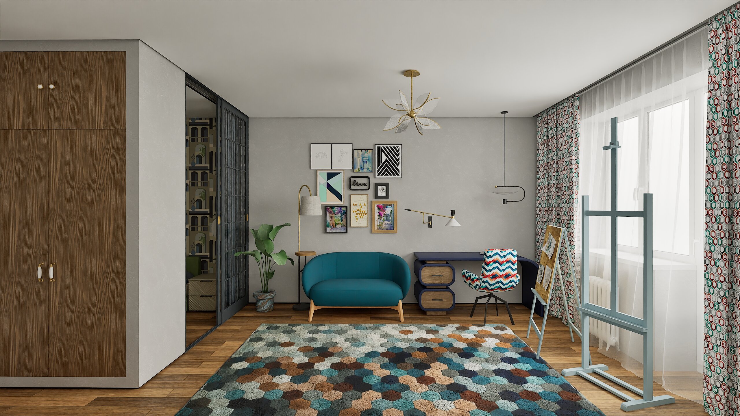 2017. Moscow. One-bedroom apartment in a Brezhnev-era building for an artist. Eve Romanoff