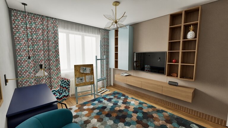 2017. Moscow. One-bedroom apartment in a Brezhnev-era building for an artist. Eve Romanoff