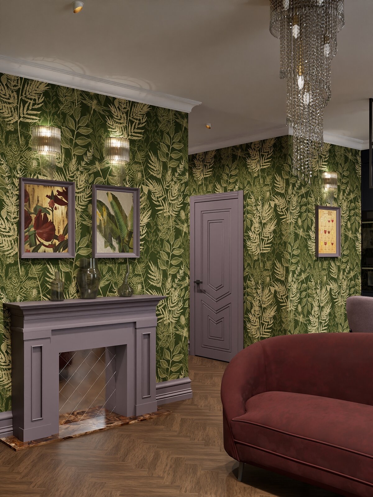 2020. Moscow. Begovoy District. One-bedroom apartment with a combined kitchen-living room, a separate kitchen island and a cute bathroom with pink flamingos. Eve Romanoff