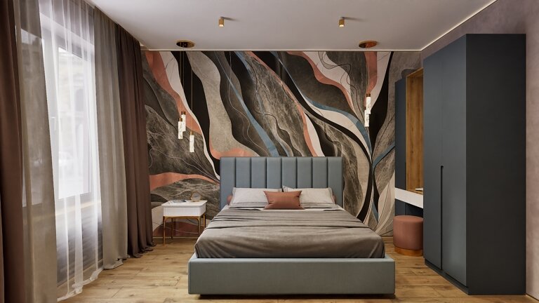 2020. Moscow. Airport District. Two-room apartment with a separate office and a cozy loggia. Eve Romanoff