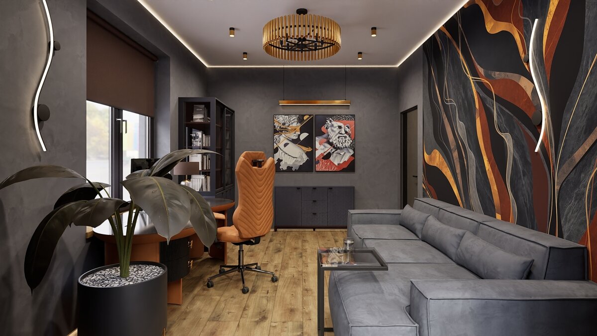 2020. Moscow. Airport District. Two-room apartment with a separate office and a cozy loggia. Eve Romanoff
