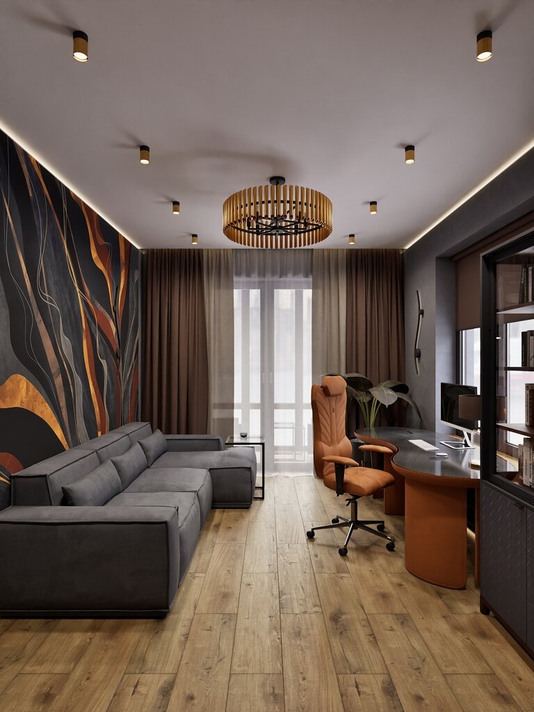 2020. Moscow. Airport District. Two-room apartment with a separate office and a cozy loggia. Eve Romanoff