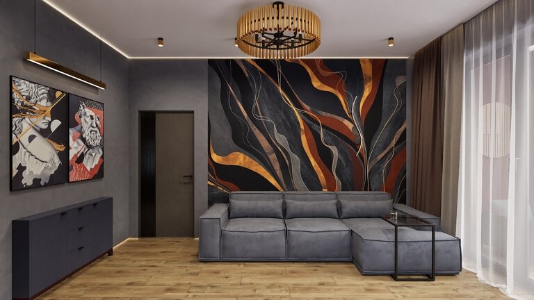2020. Moscow. Airport District. Two-room apartment with a separate office and a cozy loggia. Eve Romanoff
