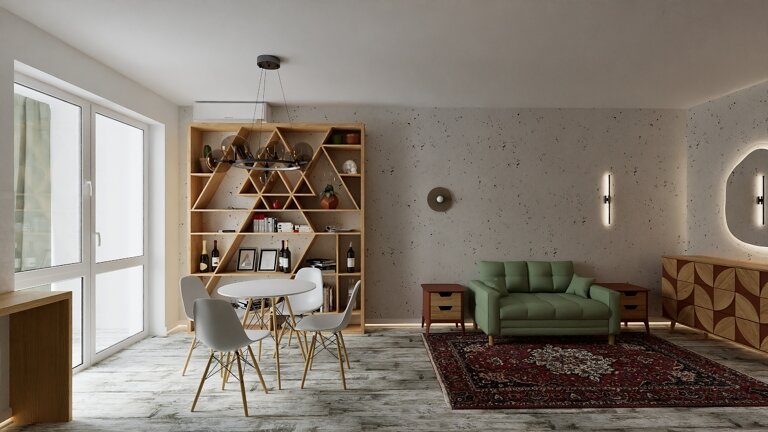 2023. Staraya Kupavna. Studio apartment with panoramic windows Eve Romanoff