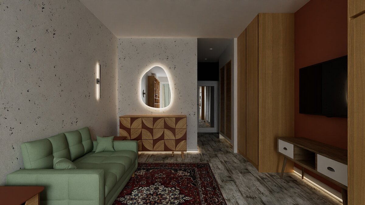 2023. Staraya Kupavna. Studio apartment with panoramic windows Eve Romanoff
